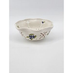 Ceramic Berry Colander Bowl Hand Painted Blueberries Kitchenware